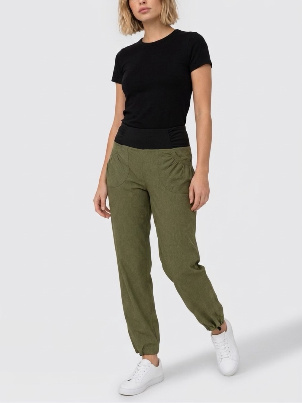prAna Summit Pants Women Cargo Green Heather Hiking Yoga Pull On | Size M